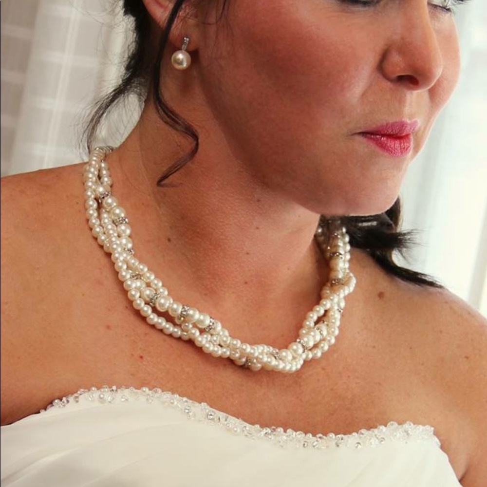 Pearl/Swarovski crystal wedding set